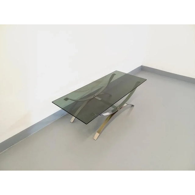Vintage Coffee Table in Glass and Chromed Metal, 1970s For Sale - Image 3 of 9
