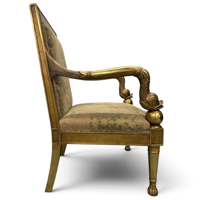 French Rose Tarlow Dolphin Gilt Armchairs- A Set of 2 For Sale - Image 3 of 9