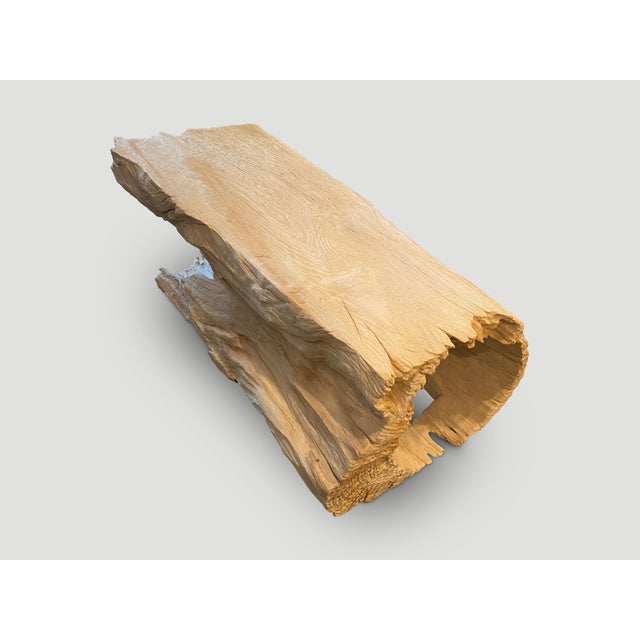 Andrianna Shamaris Bleached Teak Wood Log Bench or Coffee Table For Sale - Image 4 of 6