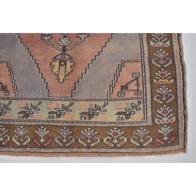 Turkish Small Bohemian Vintage Area Carpet For Sale - Image 3 of 10
