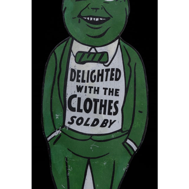 Antique Ethan Allen Clothier Figural Tin Ithaca-Type Advertising Display Sign For Sale - Image 4 of 7