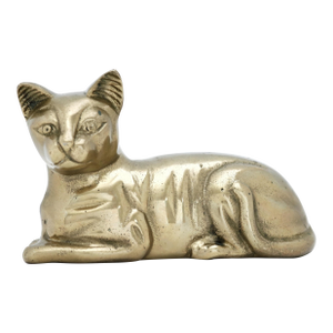 Vintage Recumbent Brass Cat Figurine