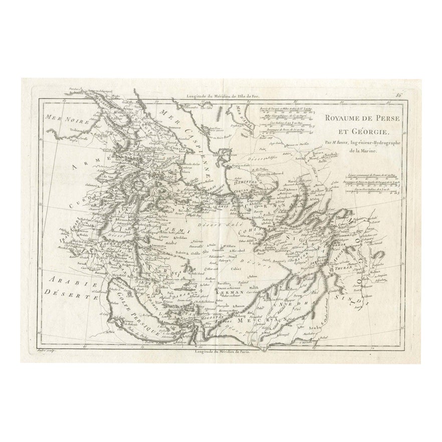 Antique Map of Middle East and Georgia by Bonne, 1780 | Chairish