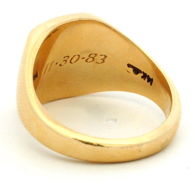 Vintage Tiffany & Co. 14k Yellow Gold DFJ Monogram Signet Ring,, Size 8.5 For Sale In Miami - Image 6 of 10
