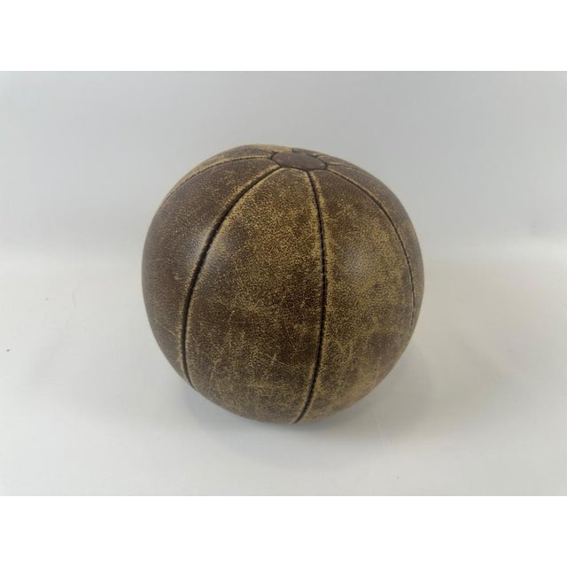 Animal Skin Leather Medicine Ball, Poland, 1950s For Sale - Image 7 of 9