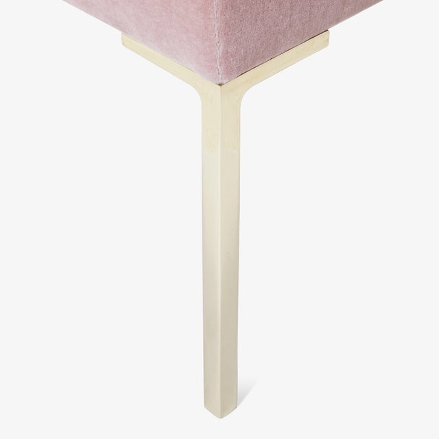 Montage Astor Petite Brass Ottoman in Blush Mohair by Montage For Sale - Image 4 of 6