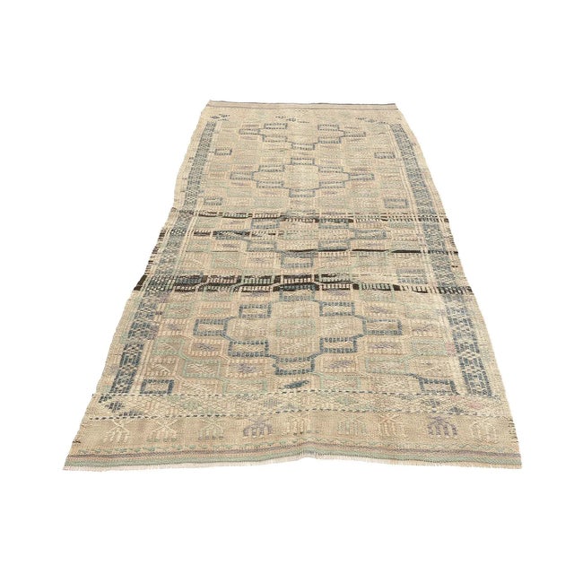 Embroidered vintage handwoven kilim rug from Denizli region of Turkey. Approximatelly 50-60 years old. In very good...