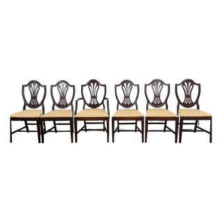 Antique Hepplewhite Duncan Phyfe Style Mahogany Dining Chairs - Set of 6 For Sale