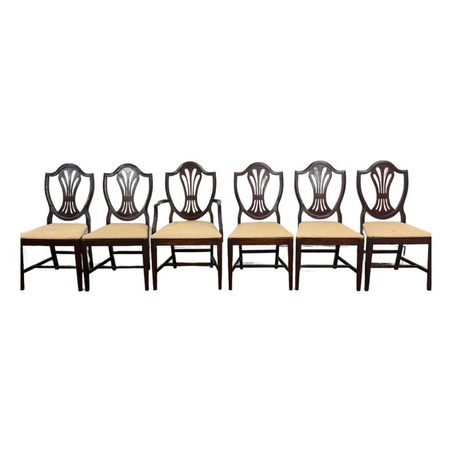Antique Hepplewhite Duncan Phyfe Style Mahogany Dining Chairs - Set of 6 For Sale