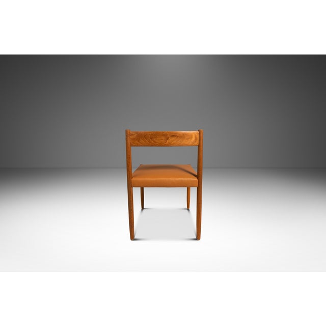 Brown Set of Four (4) Restored Mid-Century Danish Modern Dining Chairs in Teak & Leather Attributed to Poul M. Volther for Frem Røjle, Demark, C. 1960's For Sale - Image 8 of 18