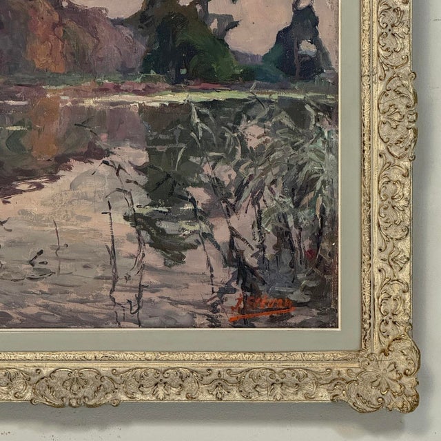 Framed Oil Painting on Canvas by Jean Stevan (1896-1962) 'The Pond in Autumn' For Sale - Image 9 of 15
