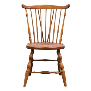 Pennsylvania House Solid Hard Rock Maple Colonial Early American Fiddleback Duxbury Windsor Dining Side Chair For Sale