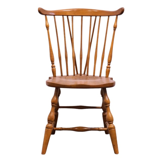 Pennsylvania House Solid Hard Rock Maple Colonial Early American Fiddleback Duxbury Windsor Dining Side Chair For Sale