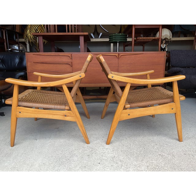 Mid-Century Danish Wicker Armchairs in the style of Hans Wagner, 1960s, Set of 2 For Sale - Image 13 of 17