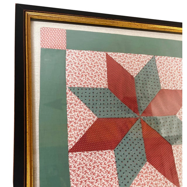 Folk Art Framed Pieced Quilt Panel For Sale - Image 3 of 4