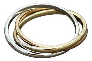 Trinity Tri-Color White, Yellow Gold and Rose, 14 Karat Gold Rolling Rings Italy
