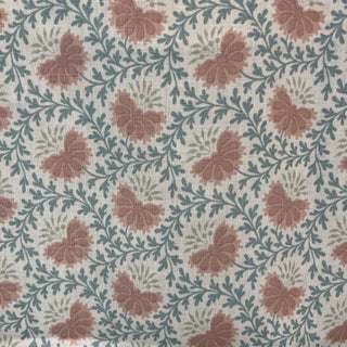 Sister Parish Verbena Seafoam Shell Pink Linen Fabric- 3 Yards For Sale