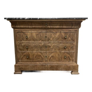 19th Century French Louis Philippe Bleached Marble Top Chest of Drawer / Commodes For Sale
