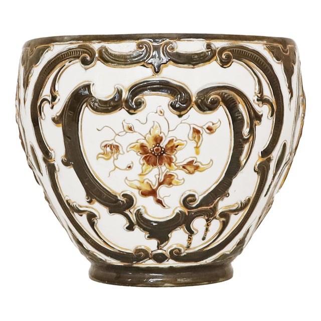 Art Nouveau Ceramic Planter Cachepot, 1890s For Sale