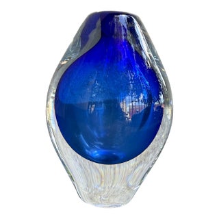 Vintage Robert Deeble Sommerso Blue Glass Teardrop Bud Vase Usa Vermont For Sale