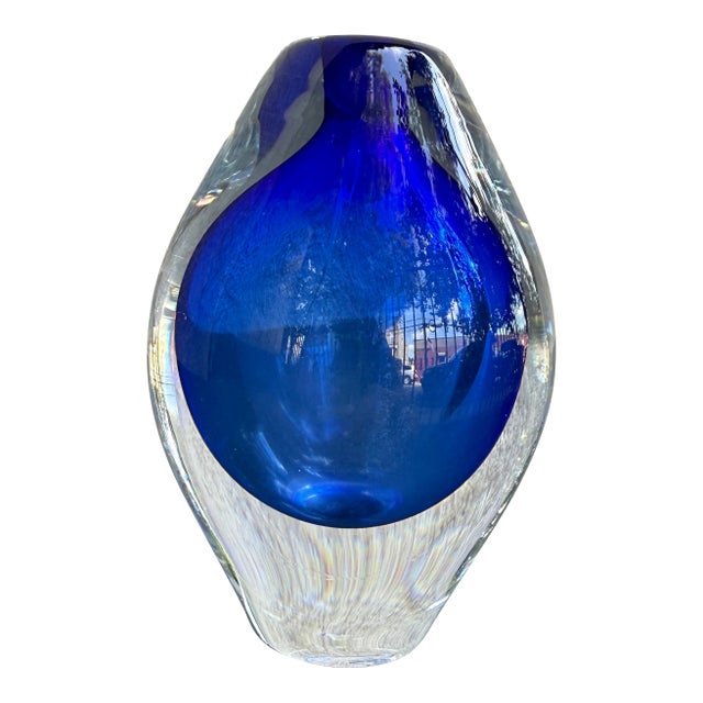 Vintage Robert Deeble Sommerso Blue Glass Teardrop Bud Vase Usa Vermont For Sale