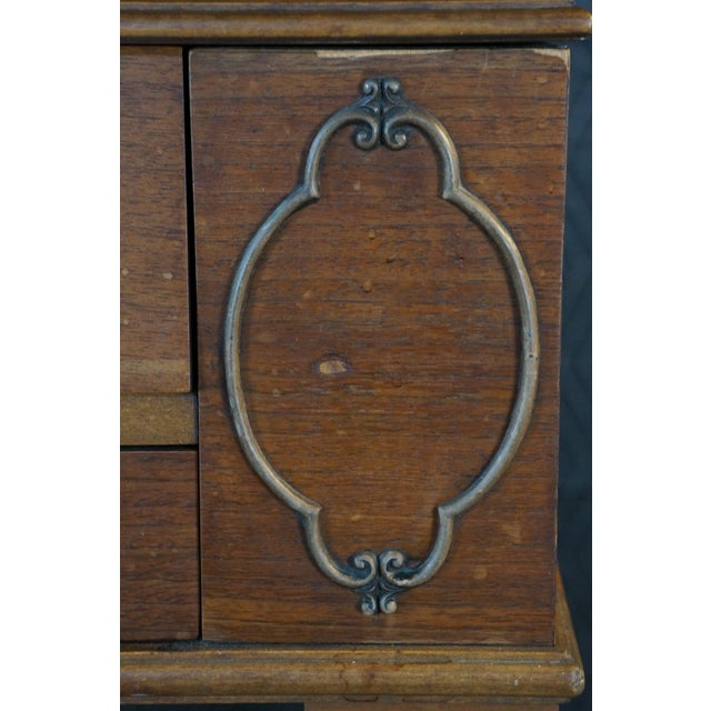 Antique Victorian Revival Walnut Spinet Writing Desk Secretary Library Table For Sale - Image 11 of 18