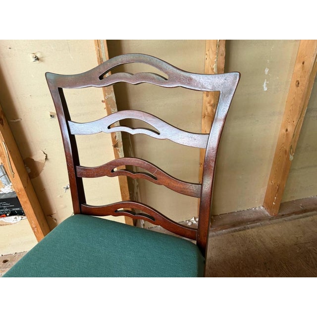 Vintage Georgian Chippendale Style Bowl Back High Ladder Back Dining Chairs. Set of 8 For Sale - Image 16 of 17