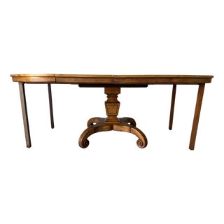 Vintage Biedermeier Neoclassical-Style Cherry Wood Expandable Pedestal Dining Table For Sale