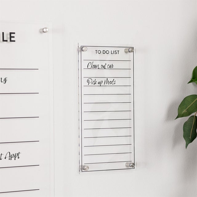 Boost your daily productivity in style with this sleek Acrylic Dry Erase To-Do List Board. Measuring 13" tall and crafted...