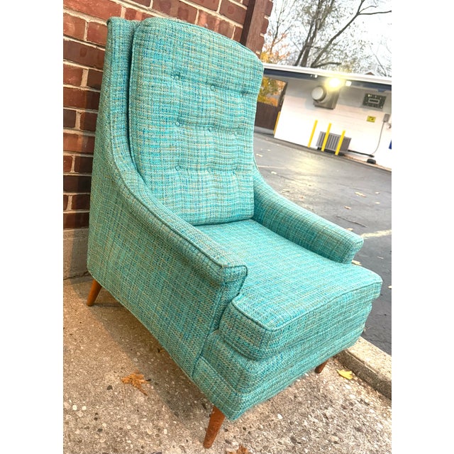 1970s 1970s Vintage Mid-Century High Back Armchair For Sale - Image 5 of 11