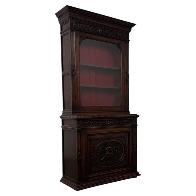 19th Century English Victorian Carved Oak Bookcase For Sale - Image 6 of 13