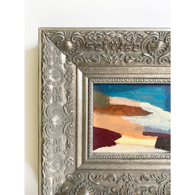 Abstract "Turquoise Water" 2026 Mini Painting by Jessalin Beutler With Vintage Frame For Sale - Image 3 of 3