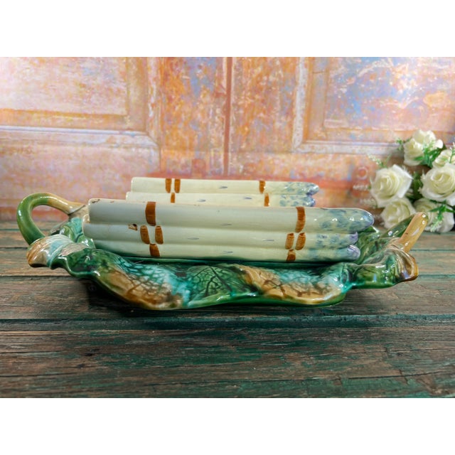 Antique Majolica Asparagus Serving Dish For Sale - Image 3 of 10