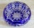 An exquisite vintage cobalt blue cut-to-clear crystal ashtray, showcasing exceptional craftsmanship, brilliant geometric...