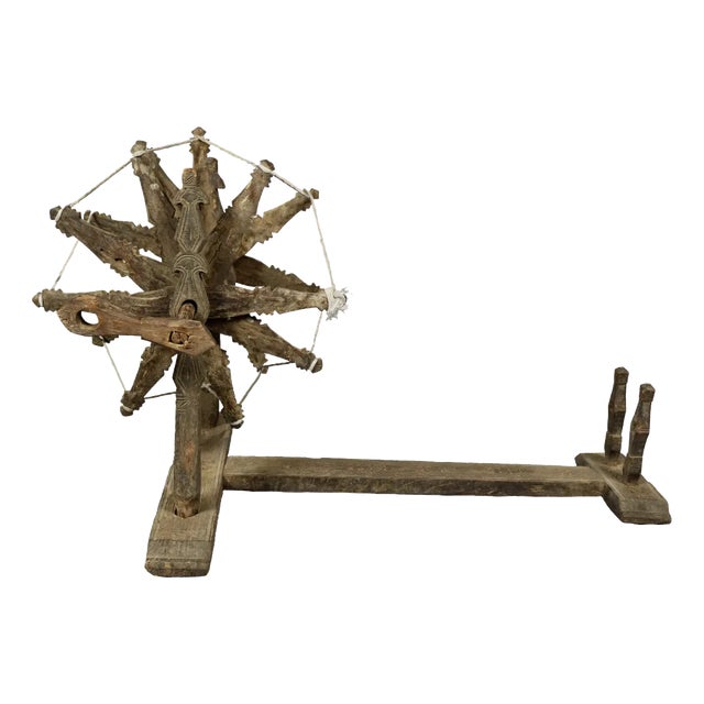 Antique Traditional Basic Spinning Wheel, Nuristan Charkha, 1890s For Sale