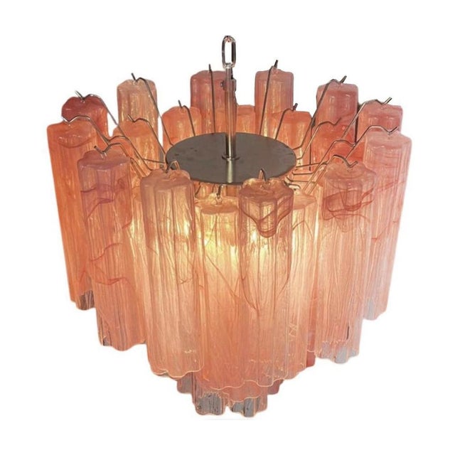 Pink Alabaster Murano Glass Tronchi Chandeliers, 1980s, Set of 3 For Sale - Image 4 of 16