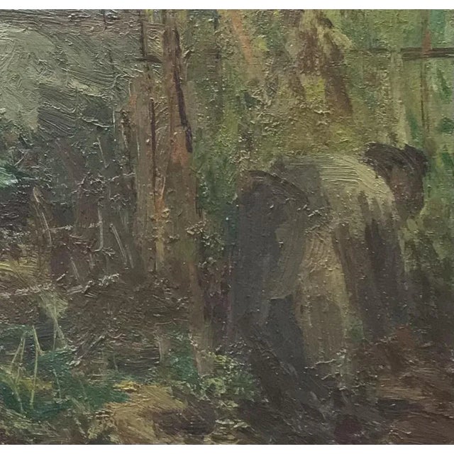 Herbert Theurillat, Cabane au fond du bois, 1952, Oil on Canvas For Sale - Image 4 of 7