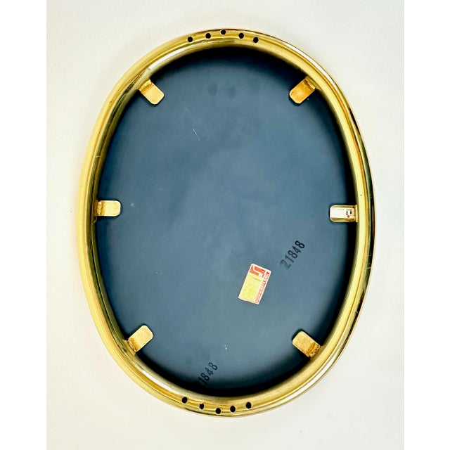 1960s Mid-Century German Brass Eliptical Wall Mirror from Planilux Huwa Spiegel, 1960s For Sale - Image 5 of 8