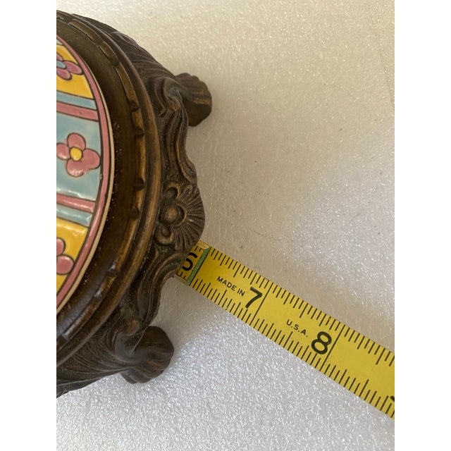 Vintage Bombay Company Hand-Painted Floral Ceramic Table Lamp, Ornate Chinoiserie Style, Antique Brass Base For Sale - Image 9 of 12