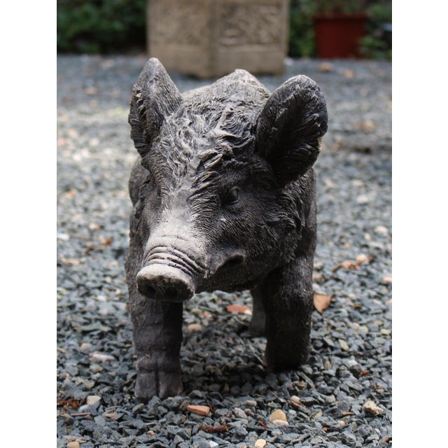 Mid-20th Century English Cast Stone Razorback Boar Garden Figure For Sale - Image 4 of 7