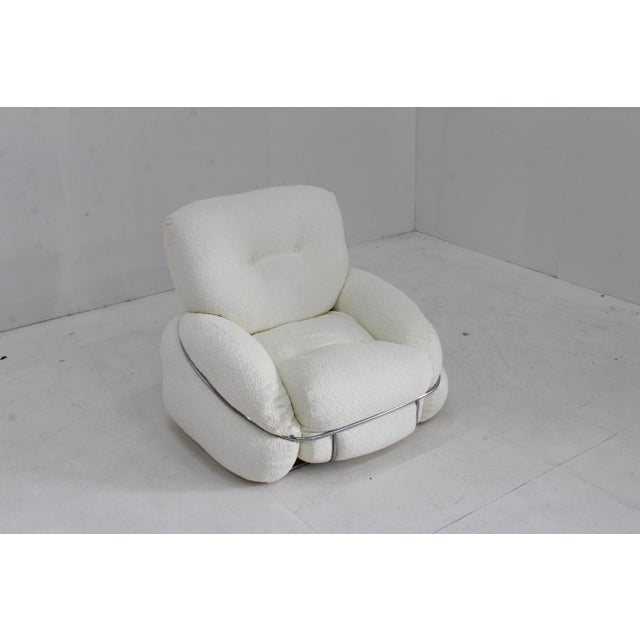 Vintage armchair designed by Italian designer Adriano Piazzesi in the 1970s model Okay. This edition is reupholstered in a...