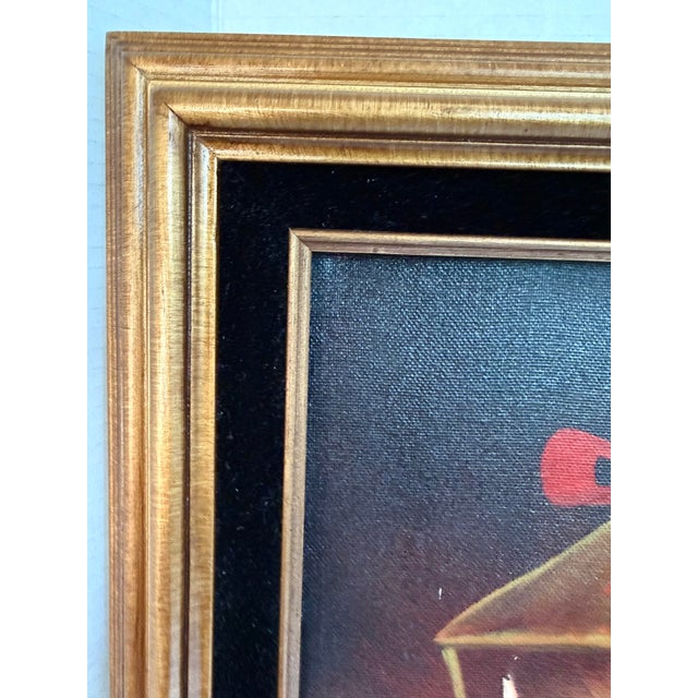 Vintage Original Poinsettia and Lantern Christmas Holiday Painting, Signed Norma For Sale In Los Angeles - Image 6 of 8