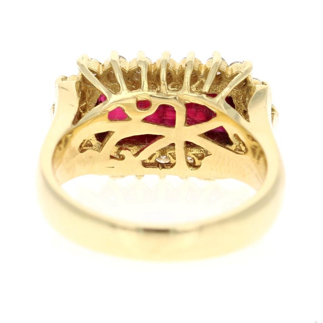 Art Deco Inspired 2.56ct Baguette Ruby Diamond Ring in 18k Gold, Size 7.25 For Sale - Image 4 of 11
