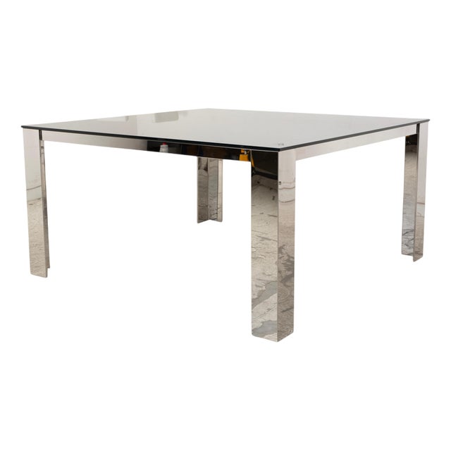 Glas Dining Table in Silver Chrome from Bacher For Sale