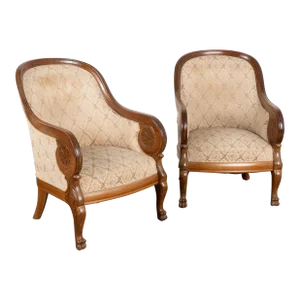 Pair, Mahogany Club Library Chairs, Denmark Circa 1900's