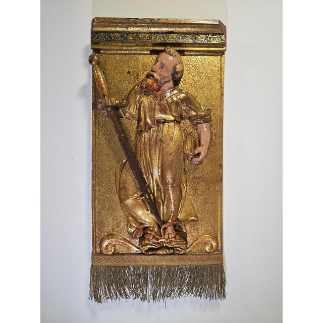 Spanish Artist, Polychrome Carved Reliefs of Saints, 1550, Wood, Set of 2 For Sale - Image 4 of 17