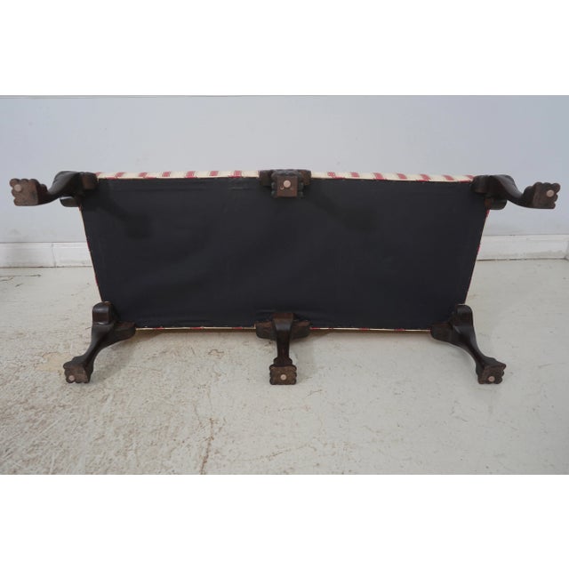 Vintage Upholstered Georgian Style Rolled Arm 6 Leg Loveseat For Sale - Image 18 of 18