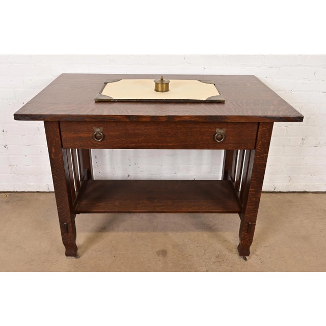 Roycroft Arts & Crafts Hammered Brass Over Copper Inkwell, Circa 1920s For Sale - Image 9 of 11