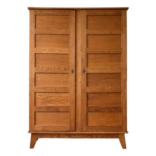 French Modernist Oak Armoire by René Gabriel, 1940s For Sale