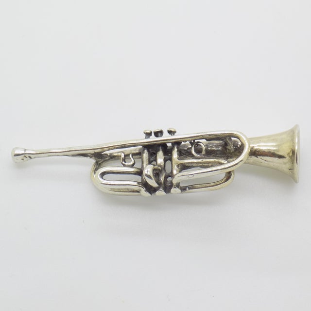 Vintage Miniature Trumpet in 800 Silver, Italy, 1980s For Sale - Image 6 of 11